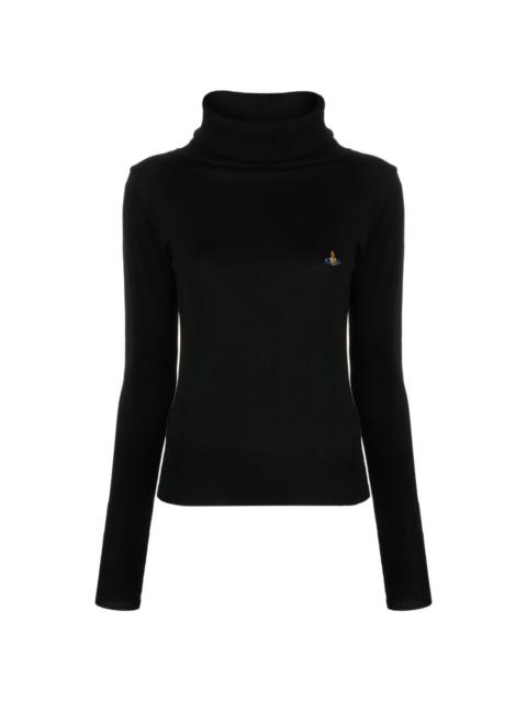 Orb-embroidered  roll neck jumper