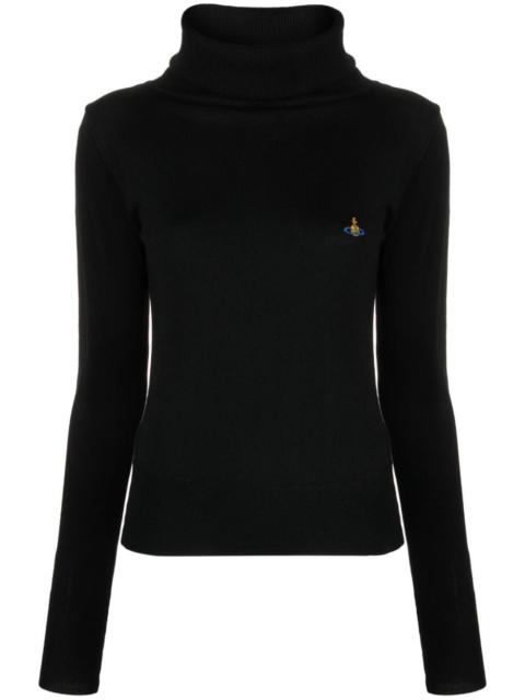 Orb-embroidered  roll neck jumper