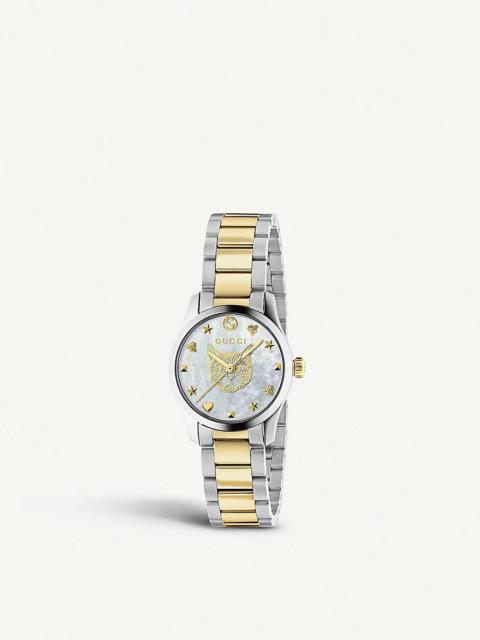 YA1265012 G-Timeless 18ct yellow gold-plated stainless-steel and mother-of-pearl watch
