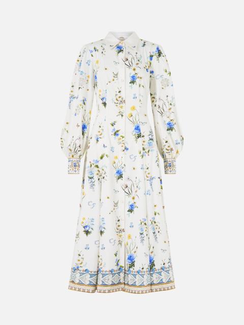 CAMILLA BUTTON FRONT MIDI SHIRT DRESS DANDELION SKIES