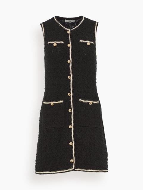 SIMKHAI Kerris Short Sleeve Mini Dress in Black Ivory