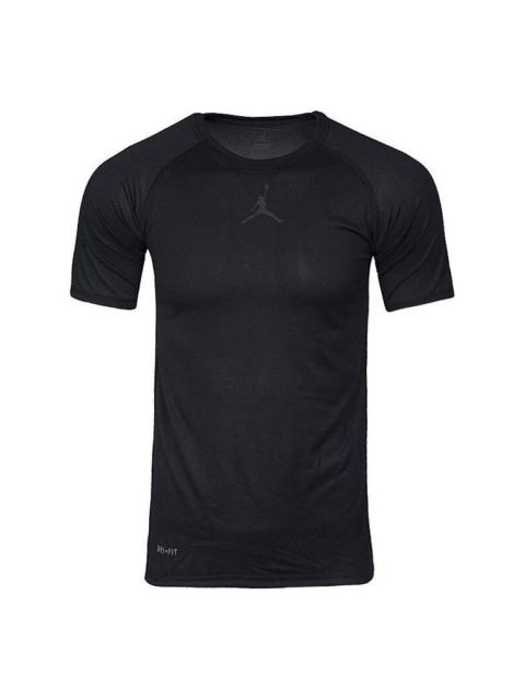Jordan Men's Air Jordan Training Quick Dry Solid Color Logo Casual Short Sleeve Black T-Shirt 866591-010