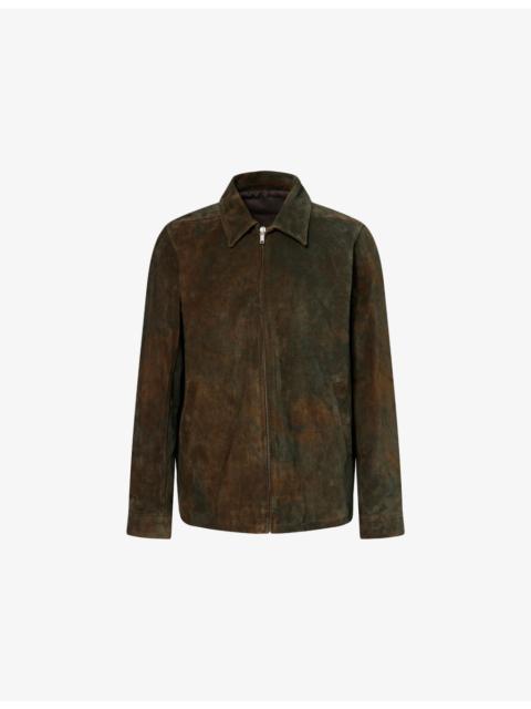 Brad Long-Sleeve Suede-Leather Jacket