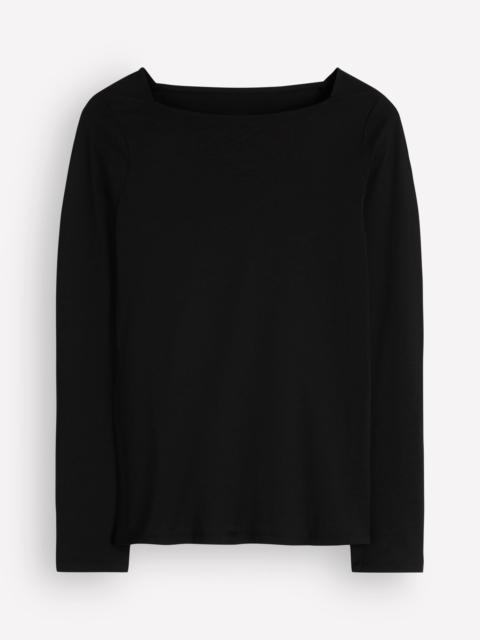 BODEN Square Neck Long Sleeve-Black