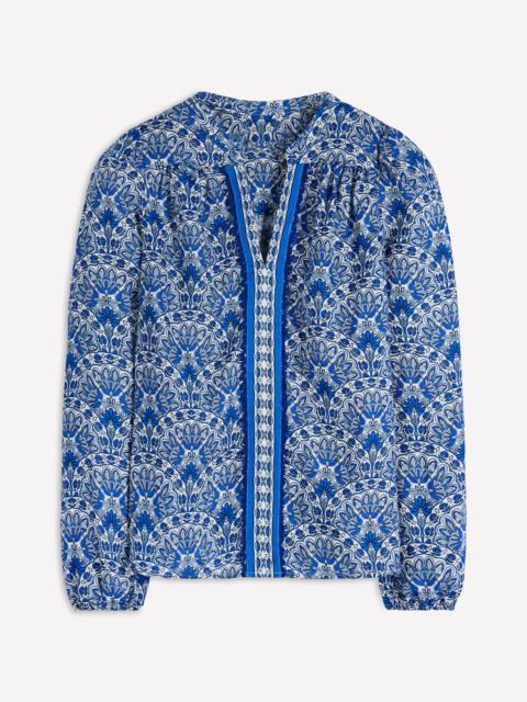 BODEN Linen Trim Insert Top-Blue, Elaborate Terrace