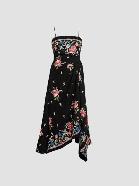 Erdem EMBROIDERED GRAIN DE POUDRE SLEEVELESS MIDI DRESS