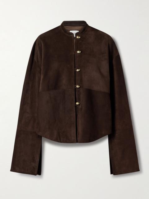 ADAM LIPPES Rhys paneled suede jacket Dark brown