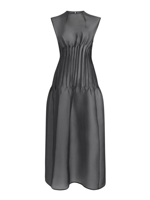 Wes Pleated Silk Maxi Dress black