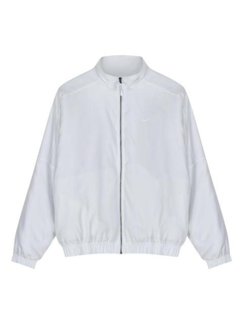 Nike Men's Nike Solid Color Stand Collar Logo Casual Long Sleeves Jacket White DN1266-121