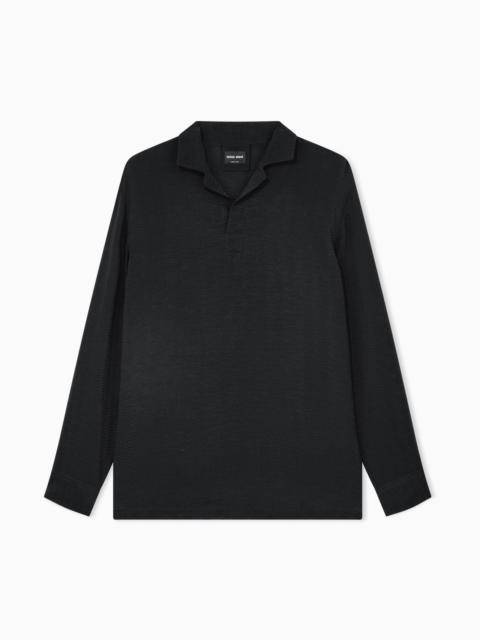 GIORGIO ARMANI OVERSIZED SHIRT IN CUPRO WITH MICRO JACQUARD CHEVRON
