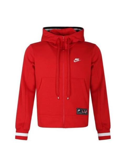 Nike Alphabet hooded Zipper Fleece Jacket Red AR1816-657