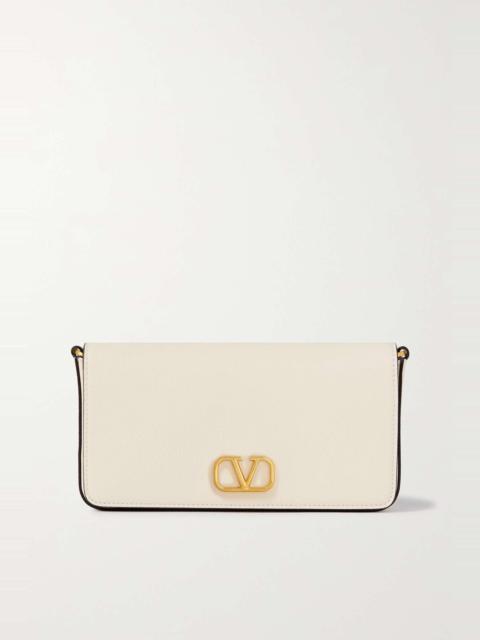 VLOGO textured-leather clutch