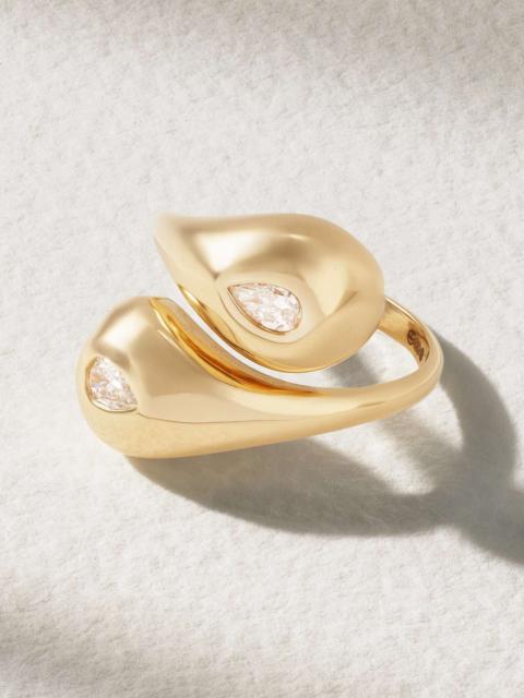 Twin Water Droplet 14-karat gold diamond ring