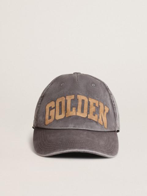 Golden Goose Hat in lilac-gray cotton with Golden lettering on the front
