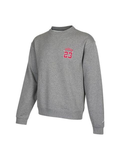 Jordan Men's Air Jordan Embroidered Logo Sports Pullover Round Neck Gray DR6421-091