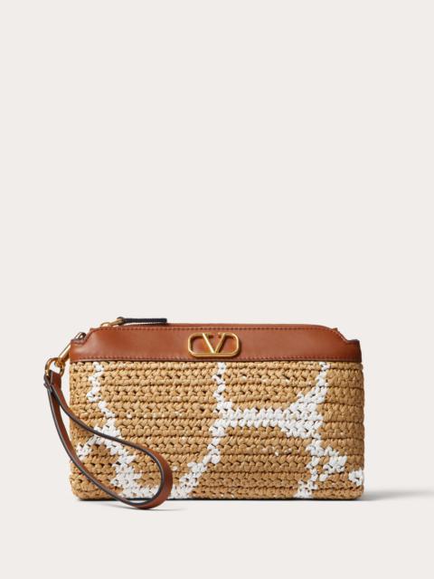 Valentino GIRAFFA RE-EDITION MOTIF RAFFIA POUCH