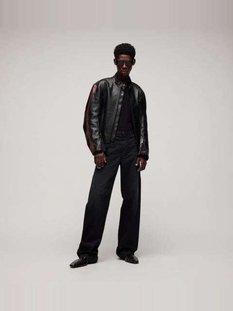 GUCCI Leather biker jacket with Web detail