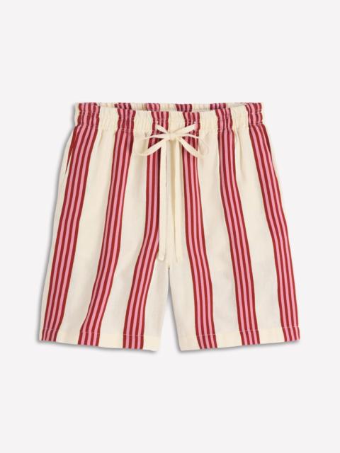 BODEN Islington Linen Shorts-Ivory, Brown & Pink Stripe