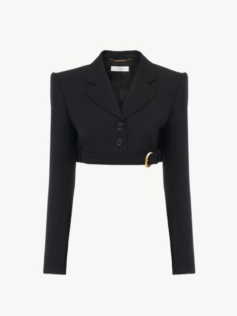 CROPPED SPENCER JACKET IN WOOL GRAIN DE POUDRE