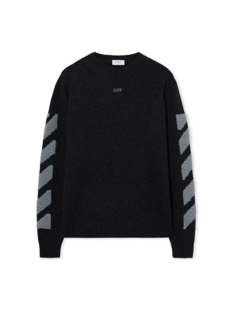 Off-White Diagonals Fuzzy Knit Crewneck