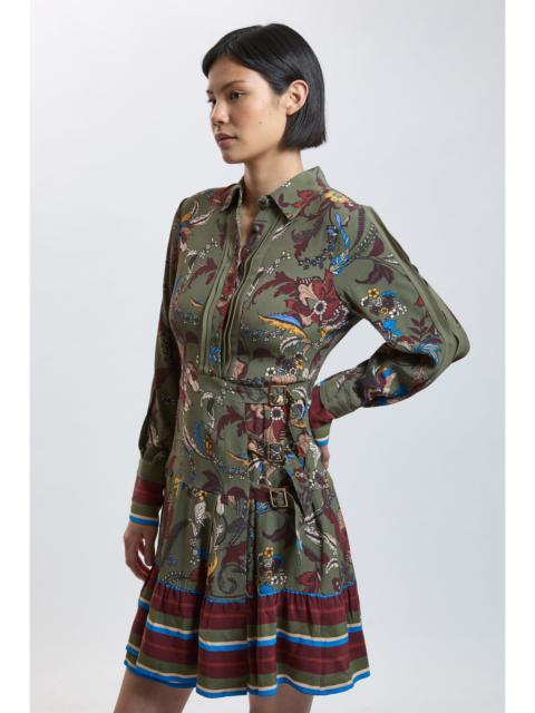 KAREN MILLEN Petite Floral Print Belt Detail Viscose Mini Shirt Dress