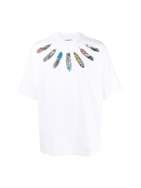 Collar Feathers Over printed T-shirt