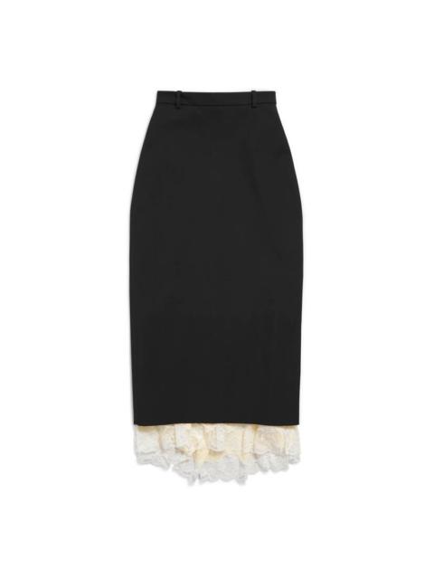 Women's Lingerie Tailored Skirt in Black/beige