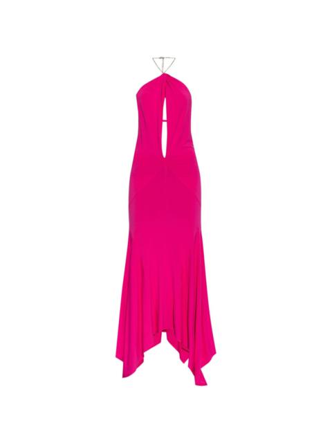 halterneck chain-link detail maxi dress