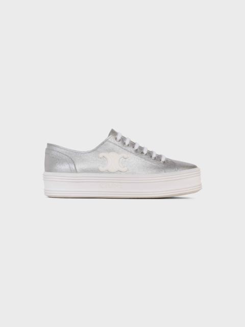 CELINE JANE LOW LACE-UP SNEAKER in METALLIC CANVAS AND CALFSKIN