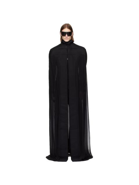 Rick Owens Black Hollywood Pville Cape Long Coat
