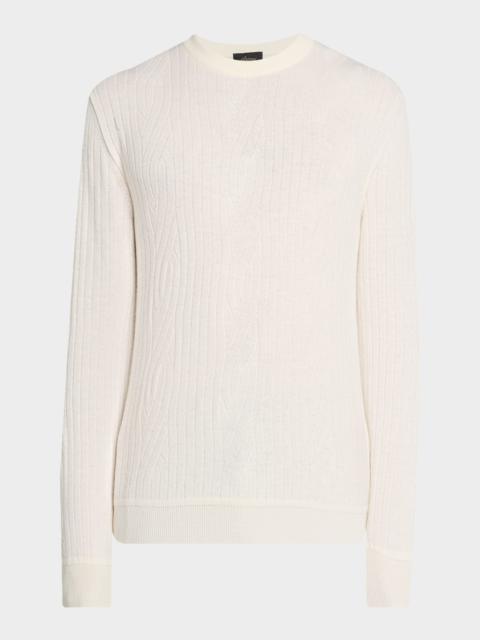Brioni Men's Wool and Cashmere Cable Knit Crewneck Sweater