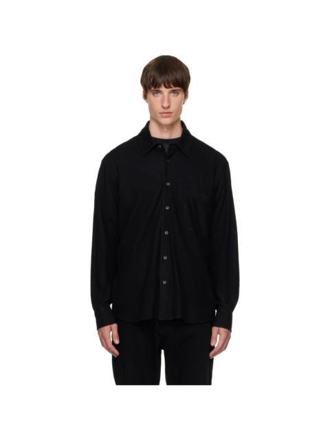 SOLID HOMME Black Wool Stitch Shirt