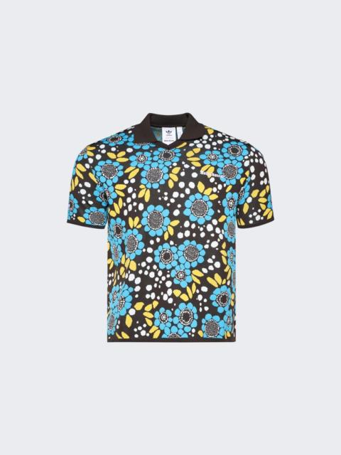 adidas X Wales Bonner Knit Polo Shirt Blue Floral