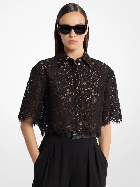 MICHAEL KORS COLLECTION Floral Corded Lace Cropped Shirt