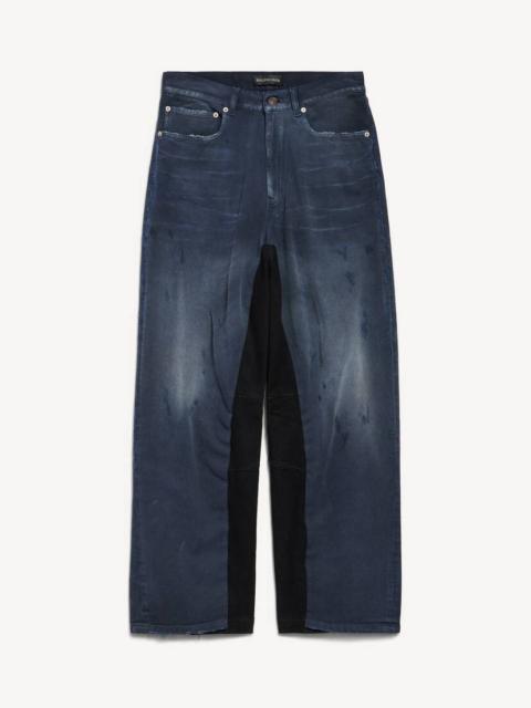 Men's Patched Baggy Pants in Navy/dirty Dark Blue