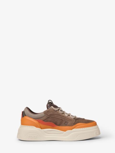 FENDI Fendi Force sneakers Brown suede and leather low-tops