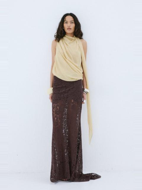De La Vali PASION SKIRT IN BROWN NYLON LACE