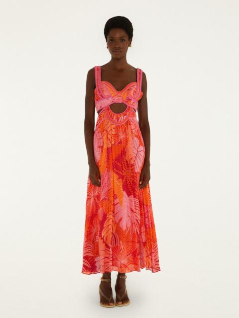 FARM RIO Multicolor Delicate Forest Cut-Out Maxi Dress