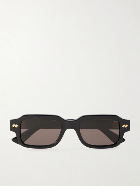 Bottega Veneta Intrecciato rectangular-frame acetate sunglasses Black