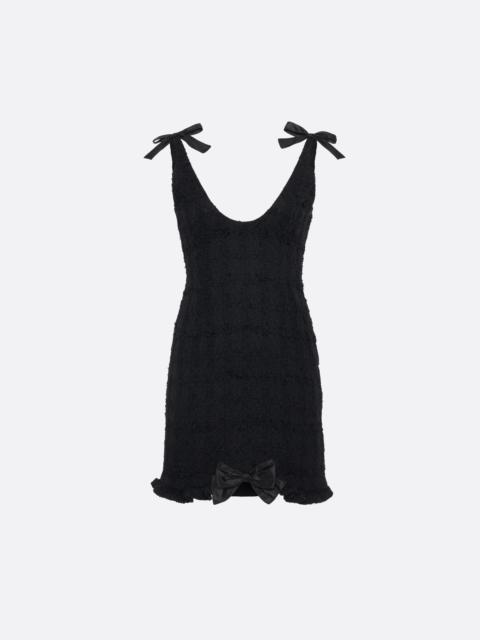 Alessandra Rich CHECK TWEED BOUCLÉ MINI DRESS WITH BOWS
