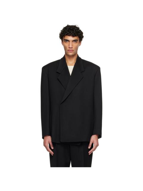 Fear of God Black Satin Wool Double Breasted Blazer
