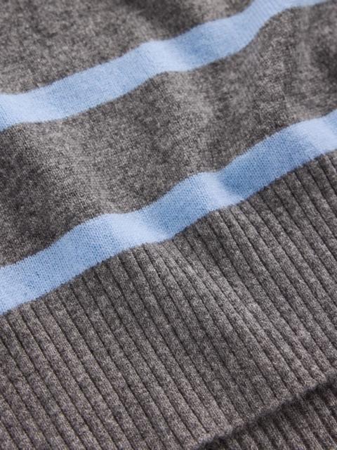 BODEN Fay Cashmere Crew Neck Sweater-Charcoal, Blue Stripe