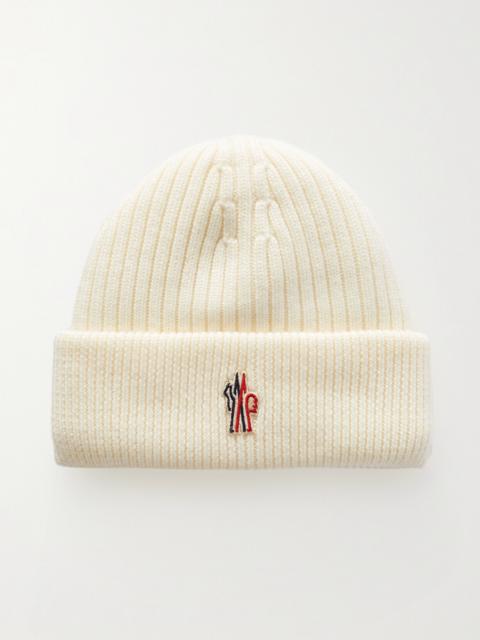 Moncler Grenoble Appliqued Padded Ribbed Wool Beanie