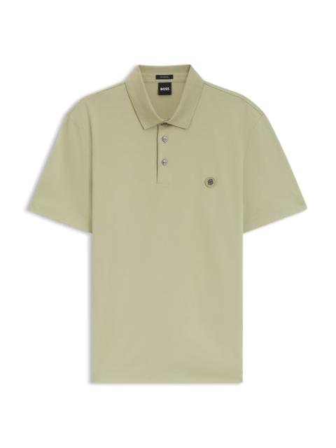 BOSS MERCERIZED-COTTON POLO SHIRT WITH DOUBLE B MONOGRAM