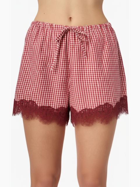 CAMI NYC CASSANDRA MID RISE SILK COTTON SHORT BERRY GINGHAM