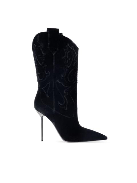 PARIS TEXAS 105mm Lidia embroidered heeled boots