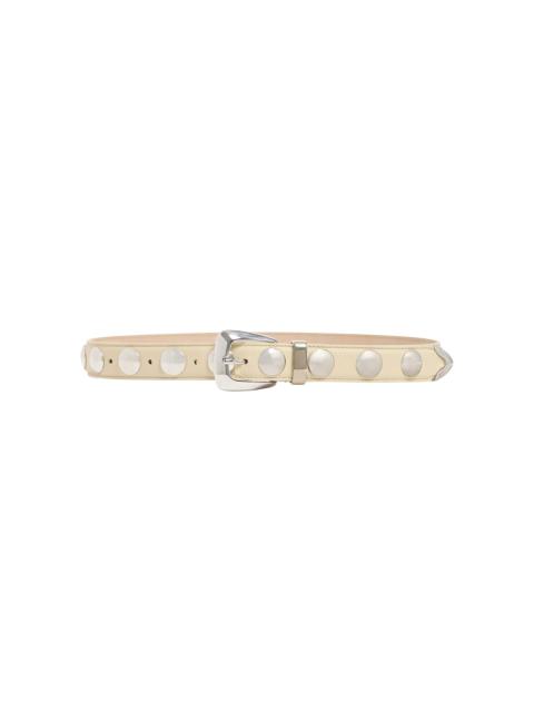 Benny Studded Leather Belt ivory