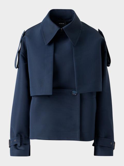 AKRIS David Duo Ottoman Silk Duo Trench Coat With Bolero