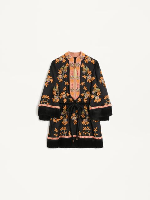 Valentino SHORT DRESS IN EMBROIDERED WASHED DOUBLE DUCHESSE