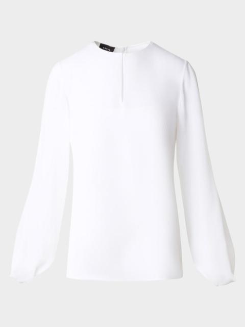 AKRIS Silk Georgette Blouse with Slit Sleeves